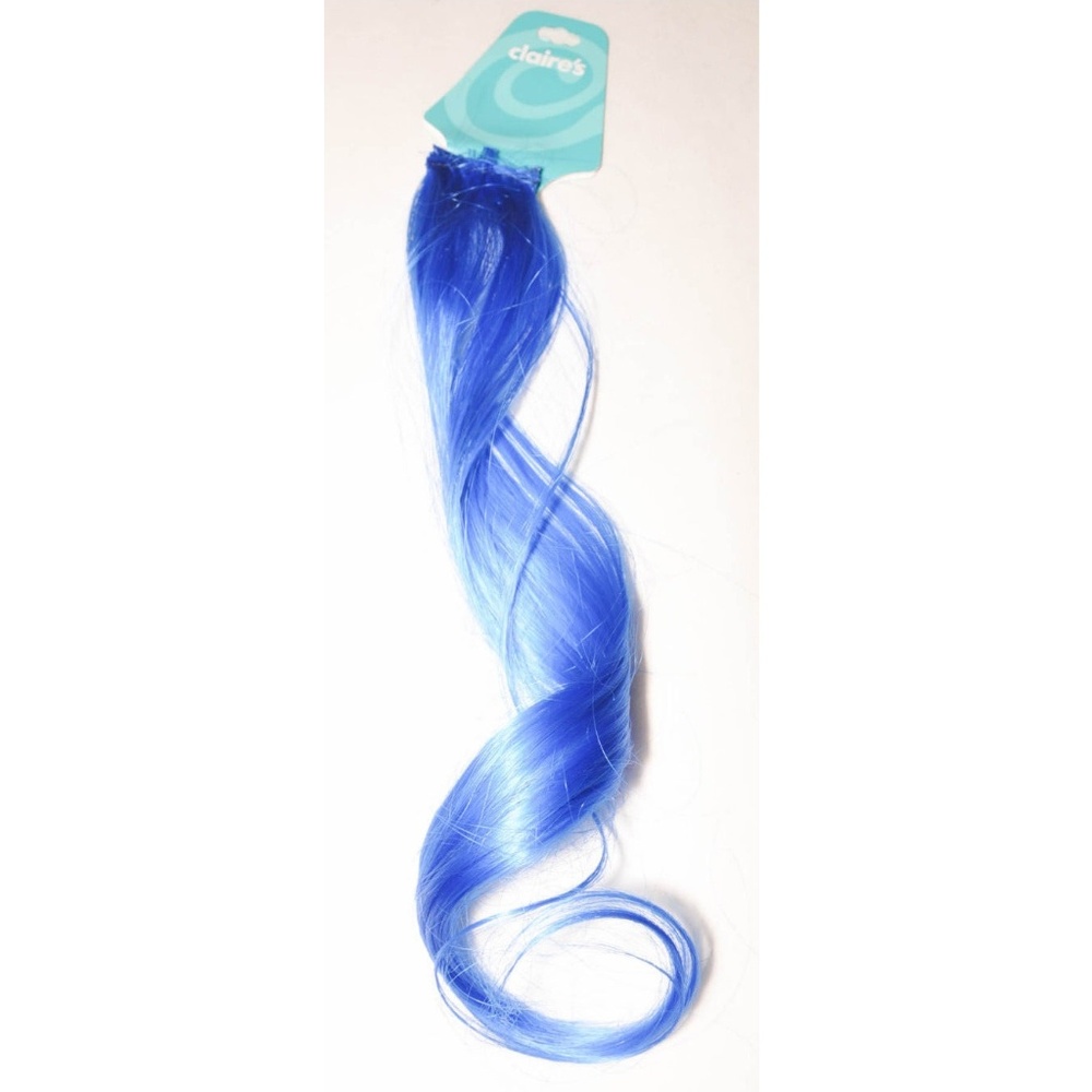 NEW CLAIRE'S HAIR EXTENSION CLIP ON PIECE BLUE